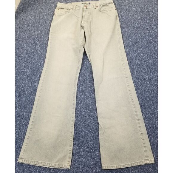 VTG ZARA Jeans Women's 34x33 Tan Denim Flared Bottoms Bootcut Y2K - Picture 9 of 14